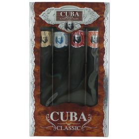 Cuba Classic by Cuba  4 Piece Gift Set for Men with Orange Red  Blue & Gold