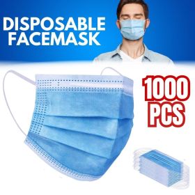 1000 Pcs Disposable Face Mask Non Medical Surgical 3-Ply Earloop Mouth Cover USA - Blue