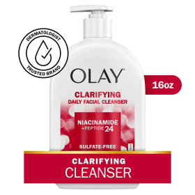 Olay Clarifying Face Wash, Facial Cleanser with Niacinamide, Fights Dryness in All Skin Types, 16OZ - Olay