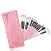 12pcs Pro Makeup Brushes Face Powder Eyebrows Eyeliners Lip Pencil Brush Bag - default