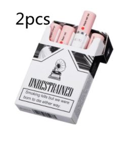 Creative Cigarette Lipstick Set 4 Colors Matte Long Lasting Waterproof Matt Lip Stick Tube Nude Red Lips Makeup (Option: Cigarette Case Lipstick2pcs)